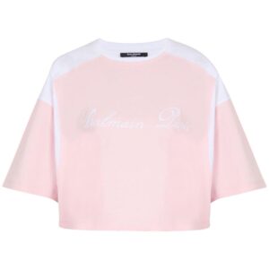 Balmain logo-embroidered panelled T-shirt