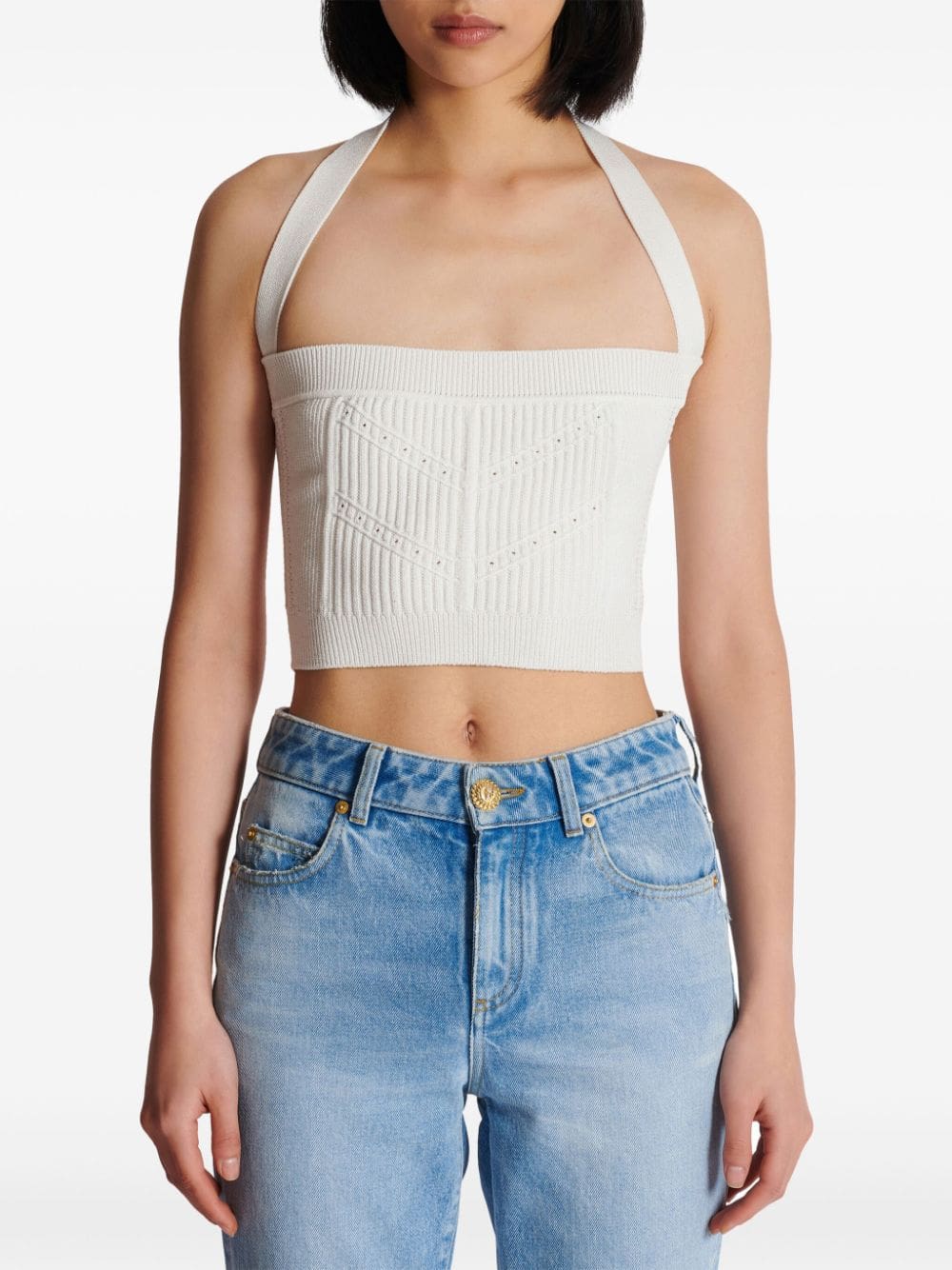 Balmain knitted halterneck crop top - Image 5