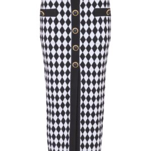 Balmain  diamond-intarsia knitted midi skirt