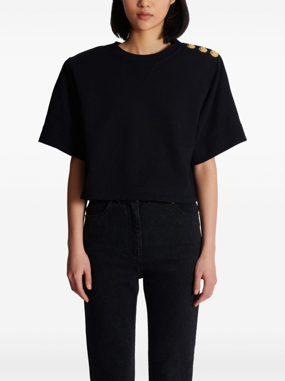 Balmain button-detail cropped sweatshirt - Image 5