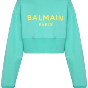 Balmain logo-print cropped sweatshirt