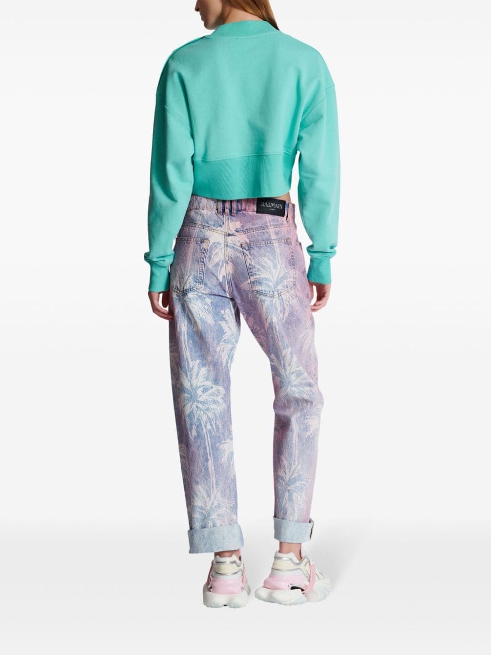 Balmain logo-print cropped sweatshirt - Image 4