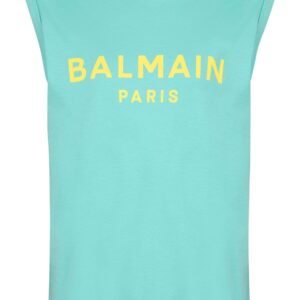 Balmain logo-print cotton tank top