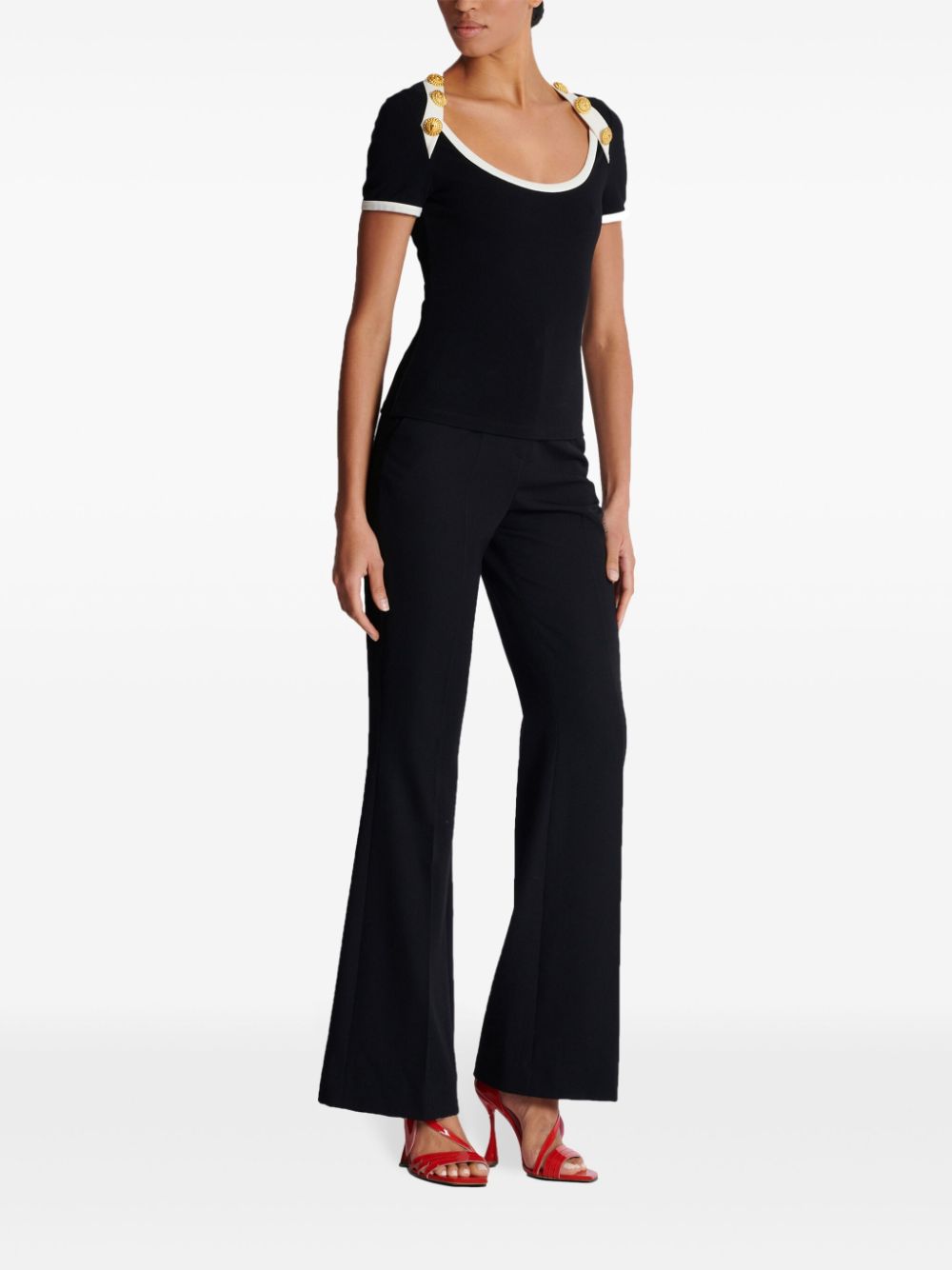 Balmain button-detail two-tone T-shirt - Image 3