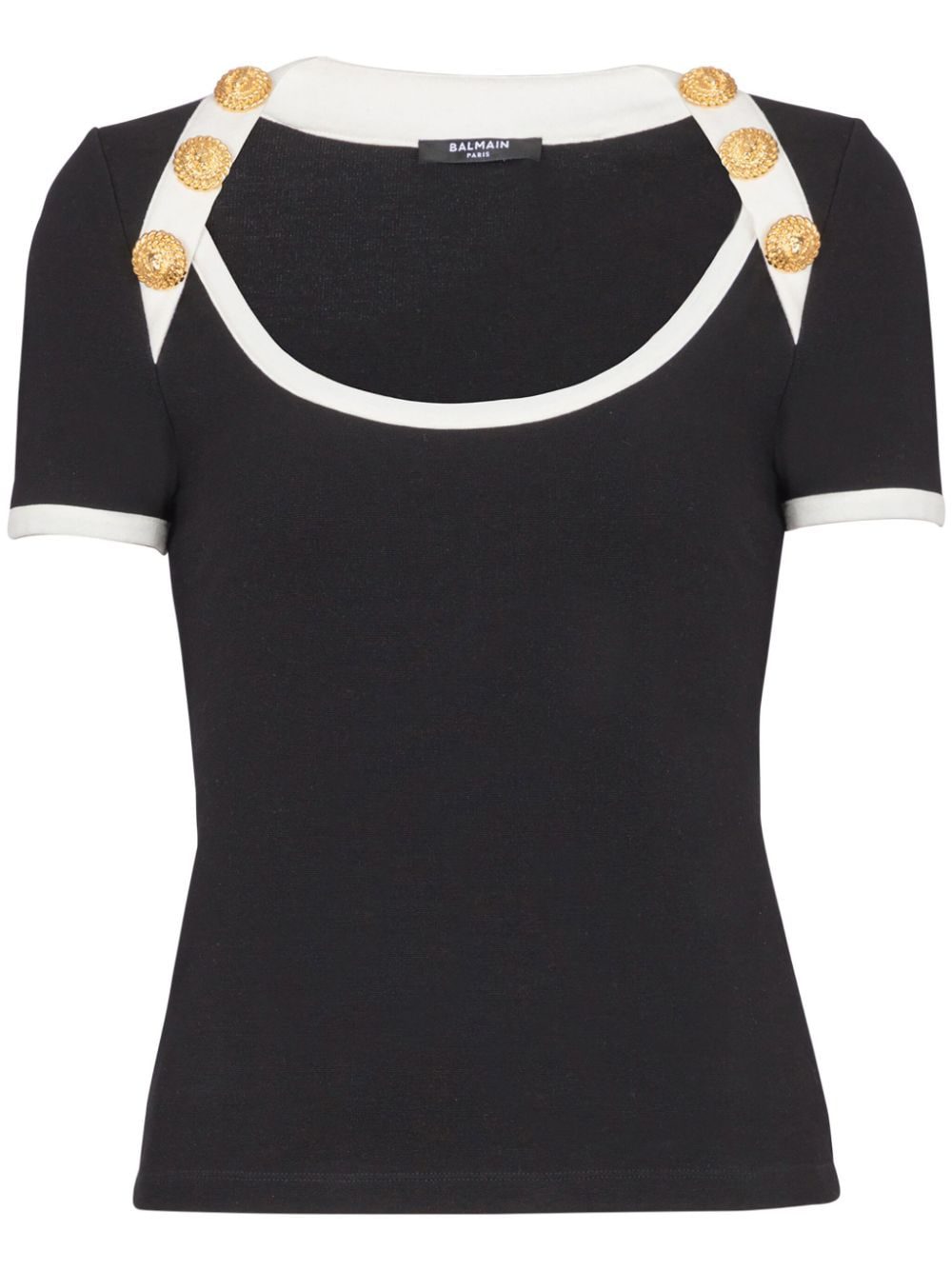 Balmain button-detail two-tone T-shirt