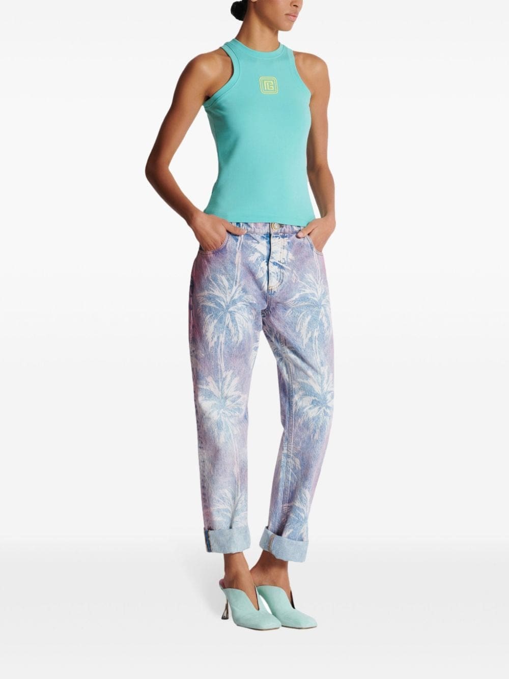 Balmain logo-embroidered racerback tank top - Image 3