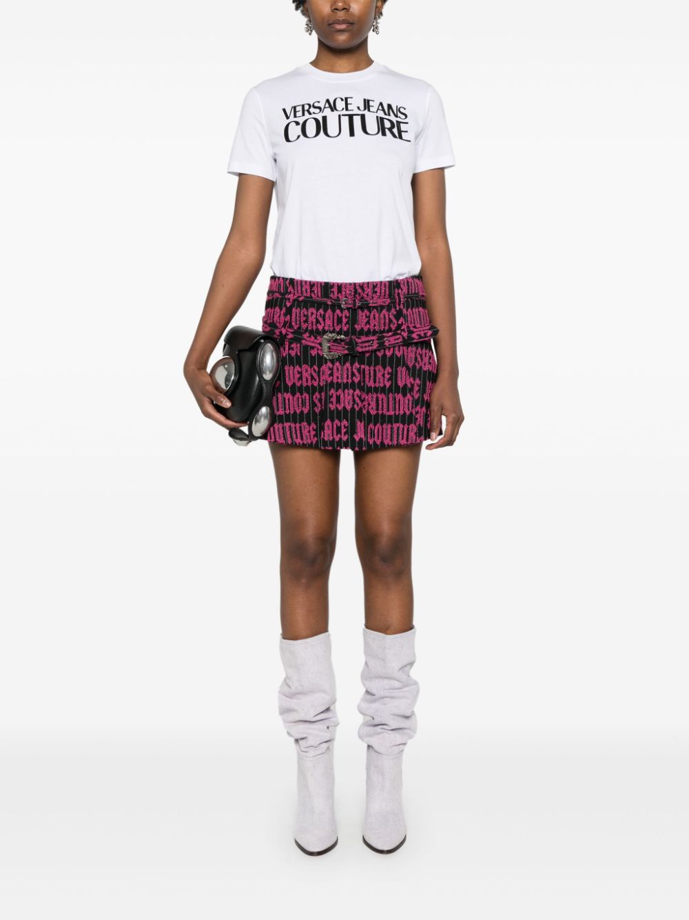 Versace Jeans Couture embroidered-logo pleated mini skirt - Image 2