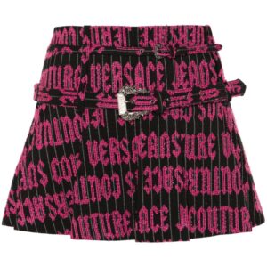 Versace Jeans Couture embroidered-logo pleated mini skirt