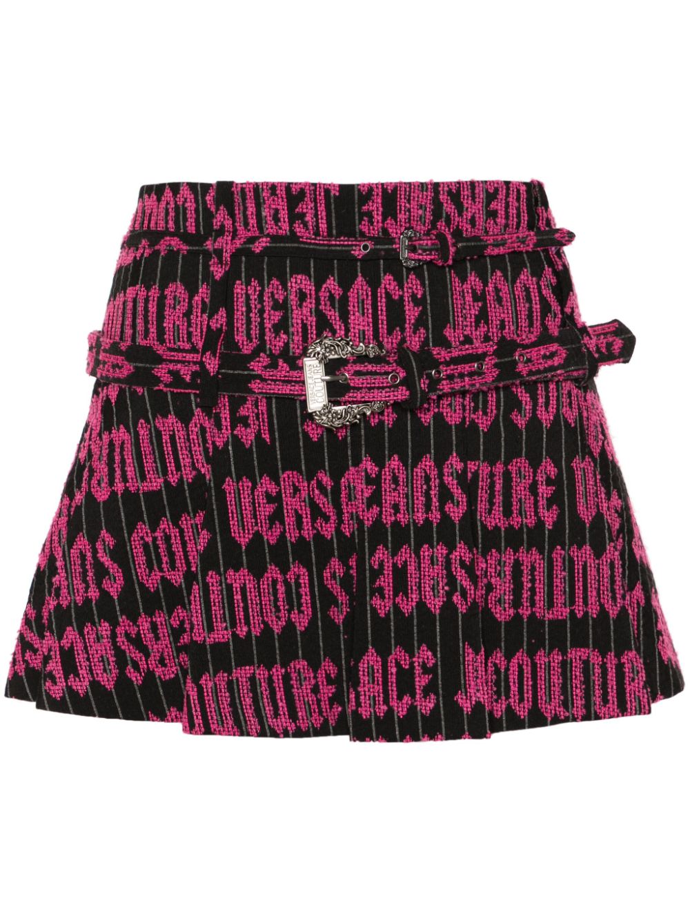 Versace Jeans Couture embroidered-logo pleated mini skirt