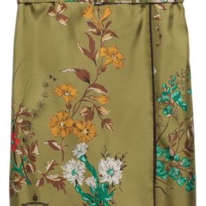 Prada floral-print silk midi skirt