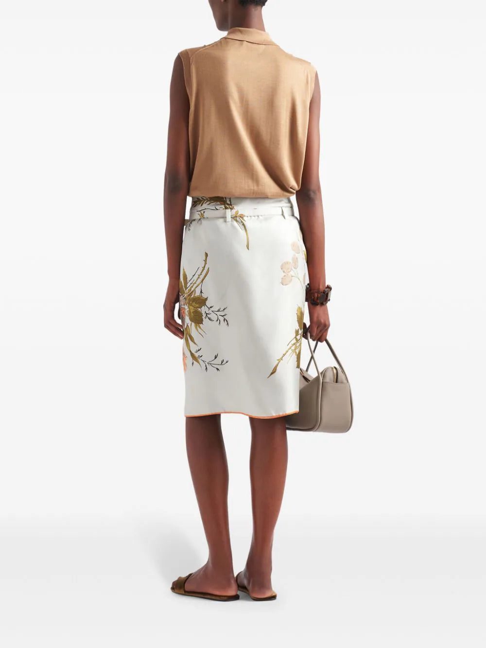Prada floral-print silk midi skirt - Image 3