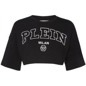 Philipp Plein logo-embellished cotton crop top