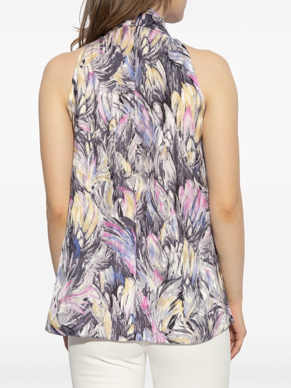 Balmain abstract-print tie-neck blouse - Image 4