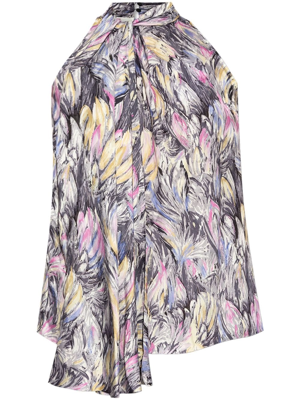 Balmain abstract-print tie-neck blouse