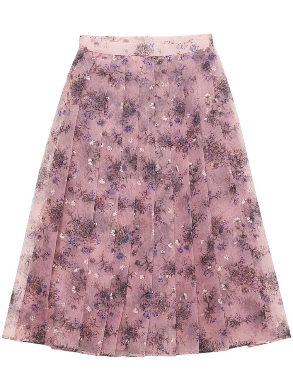 Prada floral-print pleated skirt