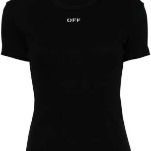 Off-White  Off-embroidered ribbed t-shirt