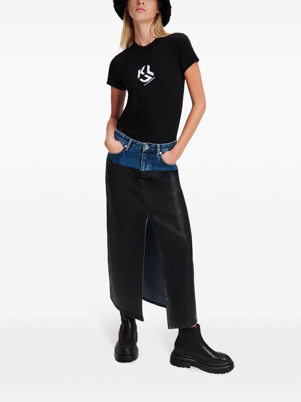 Karl Lagerfeld Jeans Blocked denim skirt - Image 3