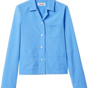 Miu Miu  logo-embroidered cotton-poplin shirt