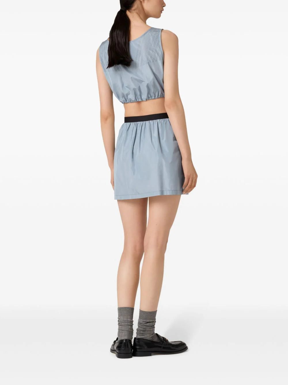 Miu Miu logo-print pleated mini skirt - Image 3