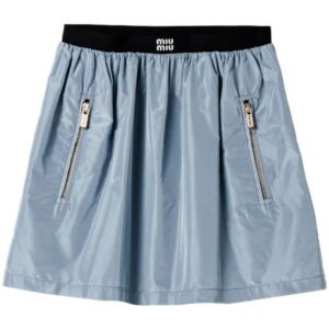 Miu Miu logo-print pleated mini skirt