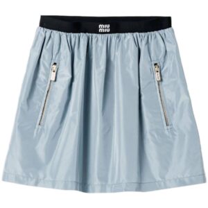 Miu Miu logo-print pleated mini skirt