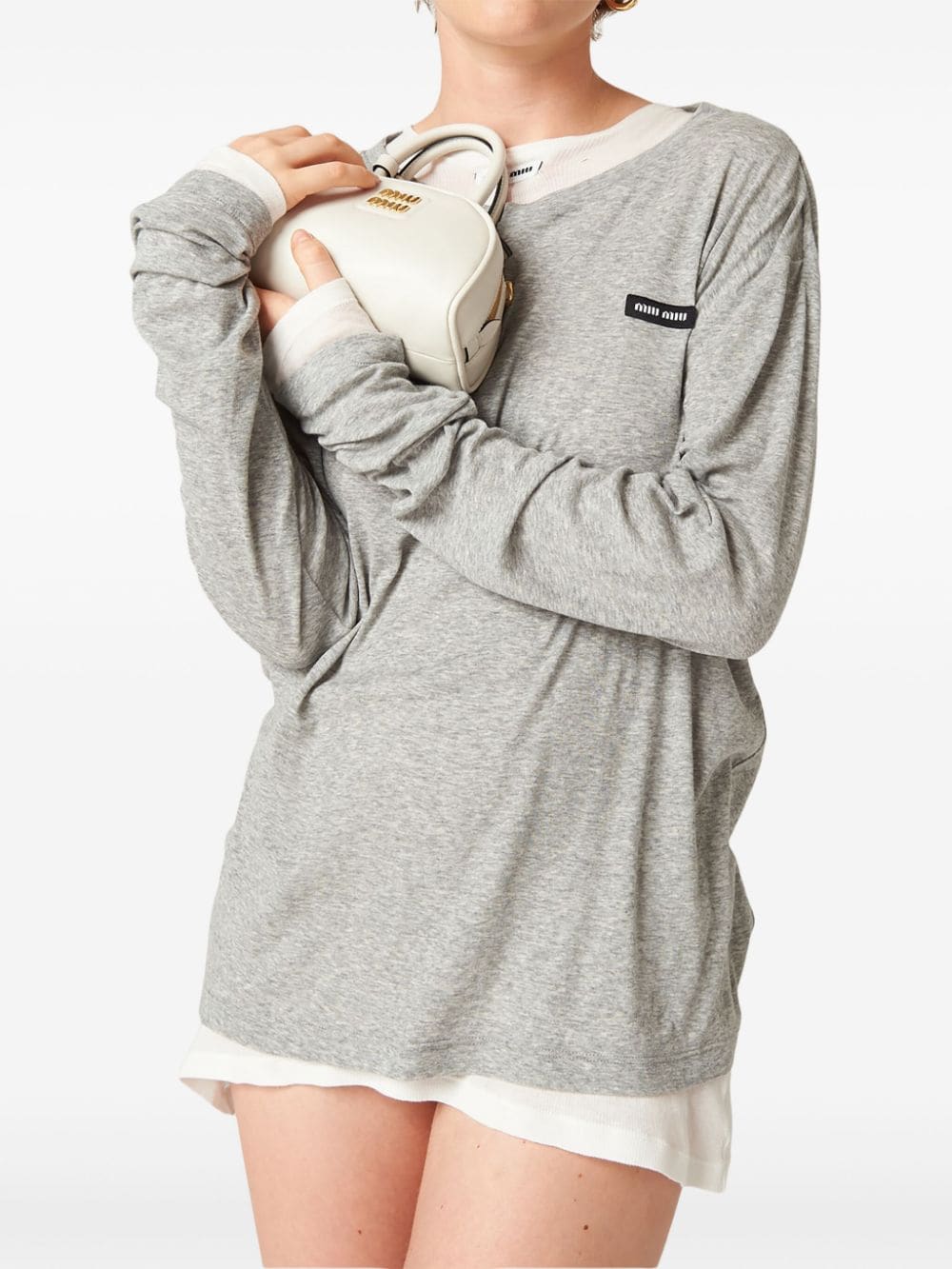 Miu Miu logo-patch T-shirt - Image 3