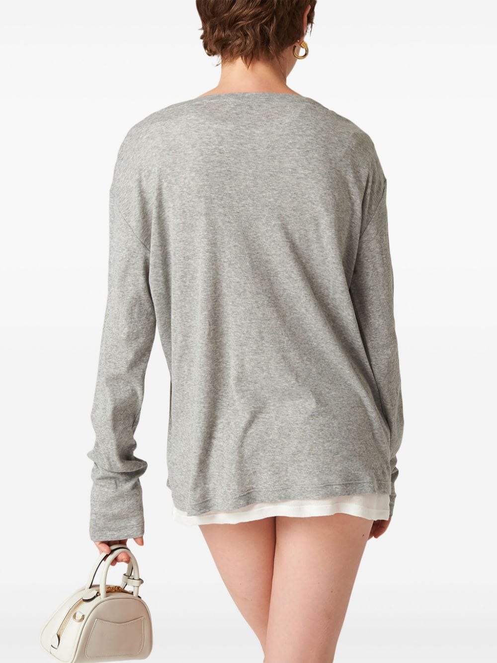 Miu Miu logo-patch T-shirt - Image 4