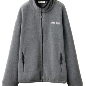 Miu Miu  logo-embroidered fleece sweatshirt