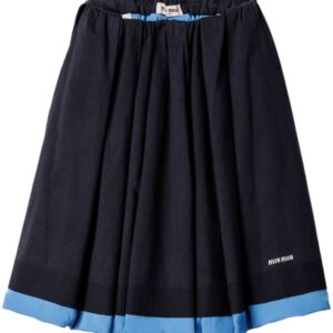 Miu Miu jacquard logo poplin knit skirt