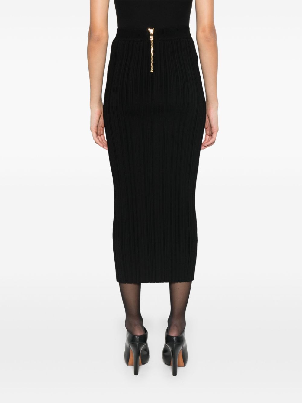 Balmain plissé-effect midi skirt - Image 4