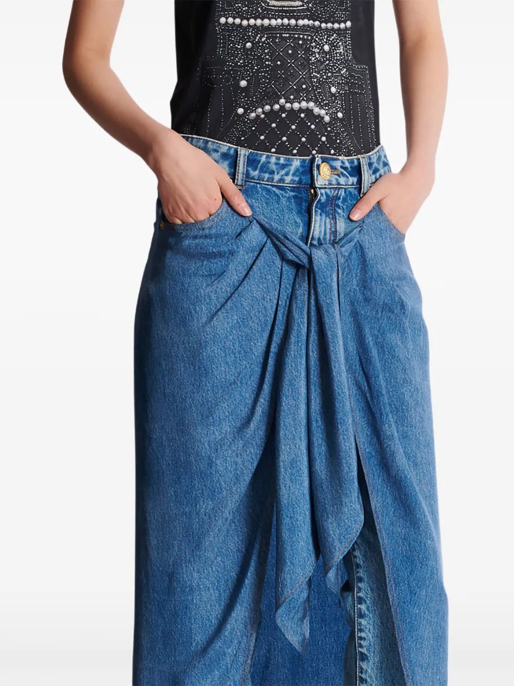 Balmain draped denim skirt - Image 3
