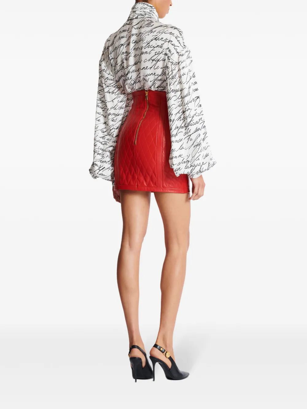Balmain quilted leather mini skirt - Image 4