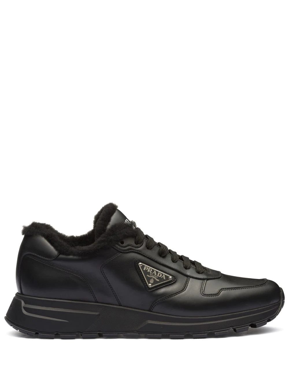 Prada logo leather sneakers
