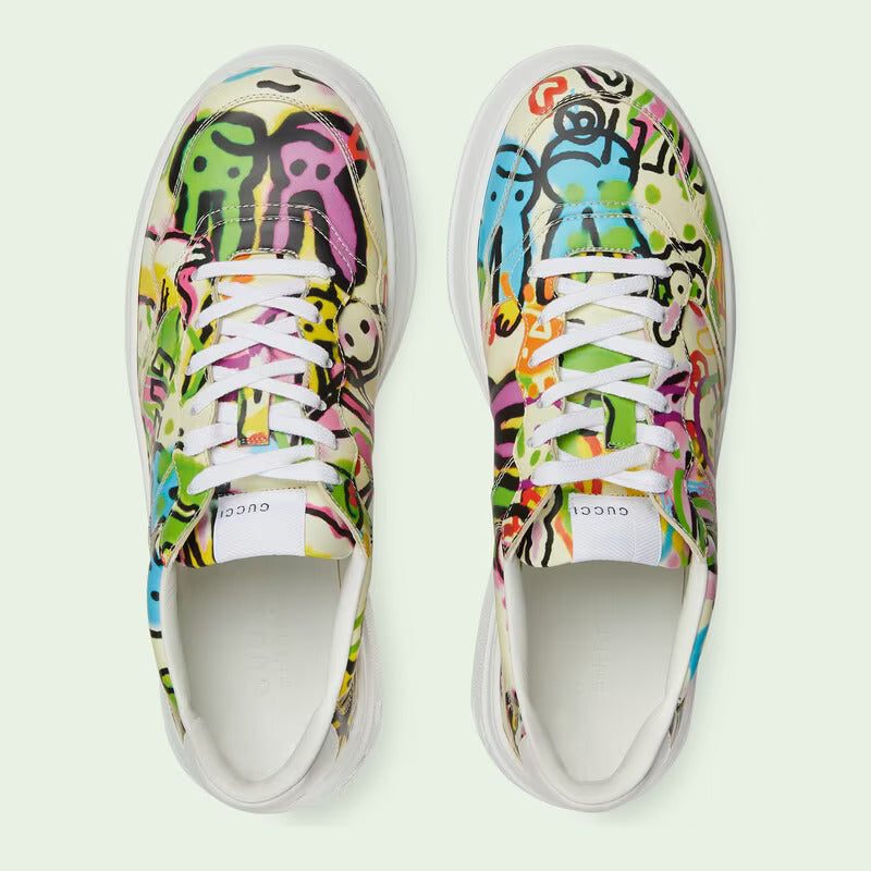 Gucci Men's graffiti print platform sneaker - Image 3