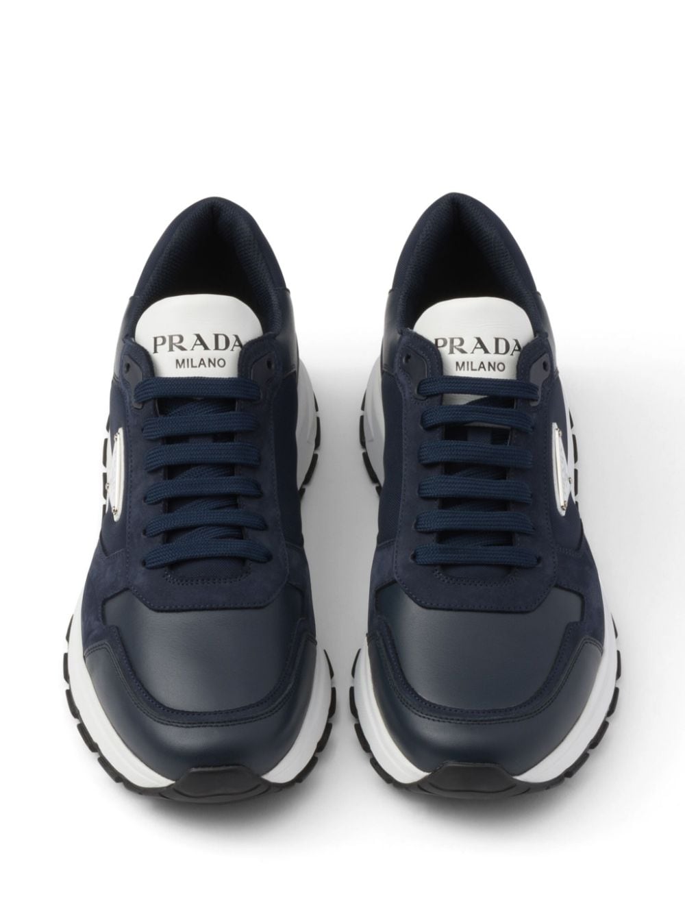 Prada triangle-logo leather sneakers - Image 4