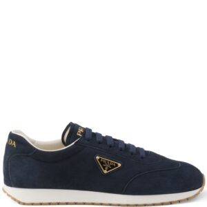 Prada triangle-logo suede sneakers