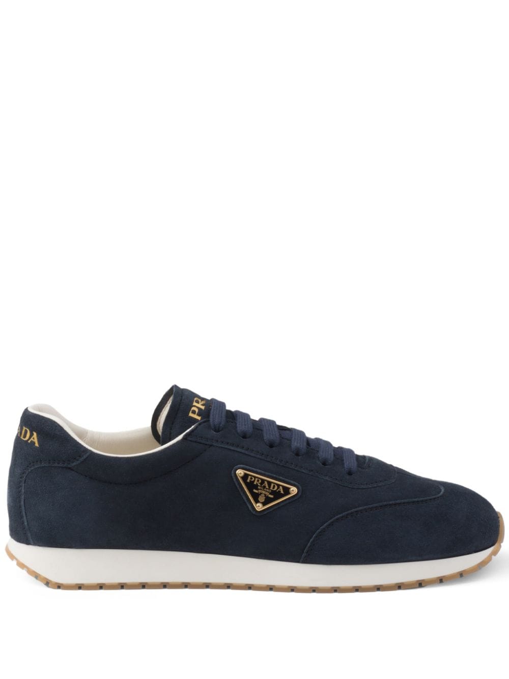 Prada triangle-logo suede sneakers